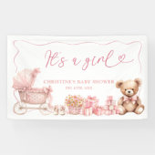 Pink Coquette Carriage Baby Shower Large Banner 横断幕 (横)