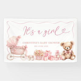 Pink Coquette Carriage Baby Shower Large Banner 横断幕