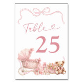 Pink Coquette Carriage Baby Shower Table Number テーブルナンバー (正面)