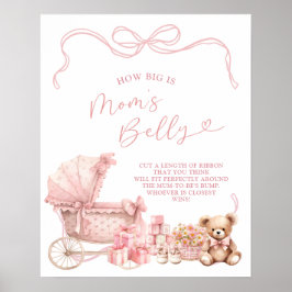Pink Coquette Carriage How Big Is Mom Belly Sign ポスター