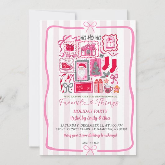 Pink Coquette Christmas Favorite Things Holiday 招待状 (正面)