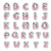 Pink Coquette Cow Print Alphabet Cowgirl Letters シール (正面)