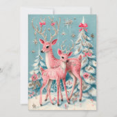 Pink Coquette Deer Vintage Christmas  カード (正面)