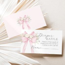 Pink Coquette Floral Bow Diaper raffle ticket  エンクロージャーカード