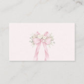 Pink Coquette Floral Bow Diaper raffle ticket  エンクロージャーカード (裏面)