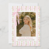 Pink Coquette Floral Graduation Invitation 招待状 (正面)