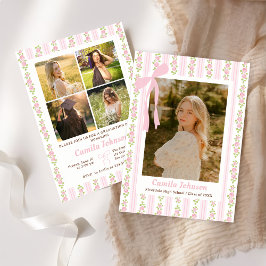 Pink Coquette Floral Graduation Invitation 招待状