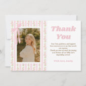 Pink Coquette Floral Graduation Thank You Card サンキューカード (正面)