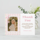 Pink Coquette Floral Graduation Thank You Card サンキューカード (スタンド正面)