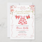 Pink Coquette Girl Baby Clothes Watermelon Baby Sh 招待状 (正面)