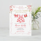 Pink Coquette Girl Baby Clothes Watermelon Baby Sh 招待状 (スタンド正面)