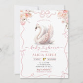 Pink Coquette Girl Crowned Swan Invitation 招待状 (正面)