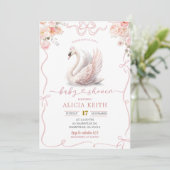 Pink Coquette Girl Crowned Swan Invitation 招待状 (スタンド正面)