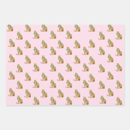Pink Coquette Leopard Christmas ラッピングペーパーシート
