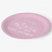Pink coquette modern hand drawn baby shower ペーパープレート (アングル)