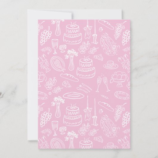 Pink coquette modern hand drawn baby shower 招待状 (裏面)