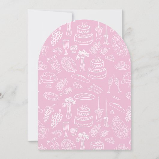 Pink coquette modern hand drawn baby shower 招待状 (裏面)