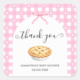 Pink Coquette Pie Baby Shower Thank You スクエアシール