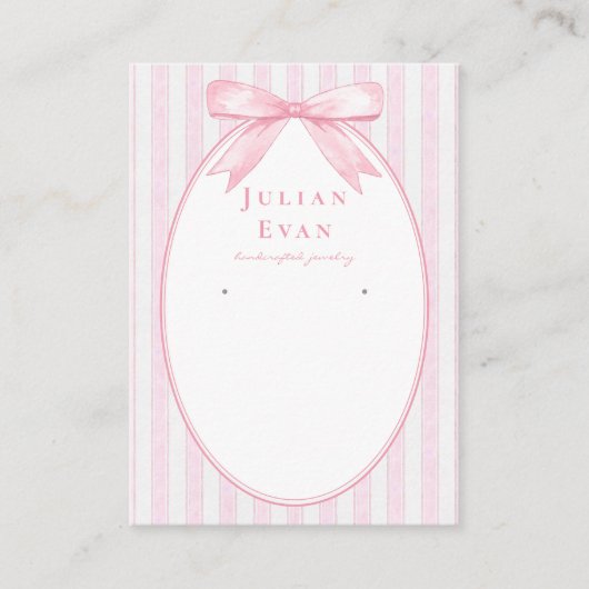 Pink Coquette Preppy Stripe Jewelry Display 名刺 (正面)