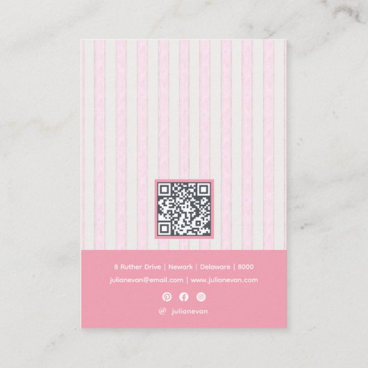 Pink Coquette Preppy Stripe Jewelry Display 名刺 (裏面)