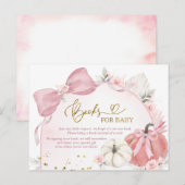 Pink Coquette Pumpkin Baby Shower Books for Baby インビテーションポストカード (正面/裏面)