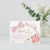 Pink Coquette Pumpkin Baby Shower Books for Baby インビテーションポストカード (スタンド正面)