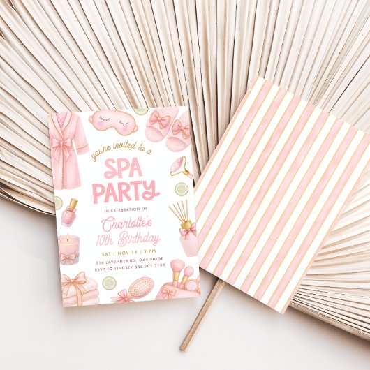 Pink Coquette Spa Party Birthday 招待状