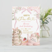 Pink Coquette Spring Bunny Tea Par Tea Birthday 招待状 (スタンド正面)