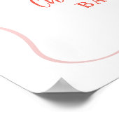 Pink Coquette Strawberry Baby Shower Welcome Sign ポスター (角)