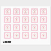 Pink Coquette Striped Vintage Hand Drawn Birthday スクエアシール (シート)