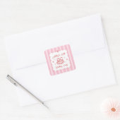 Pink Coquette Striped Vintage Hand Drawn Birthday スクエアシール (封筒)
