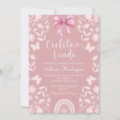 Pink Coquette Talavera Cielito Lindo Baby Shower 招待状 (正面)