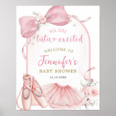 Pink Coquette Tutu Excited Ballerina Baby Shower ポスター (正面)