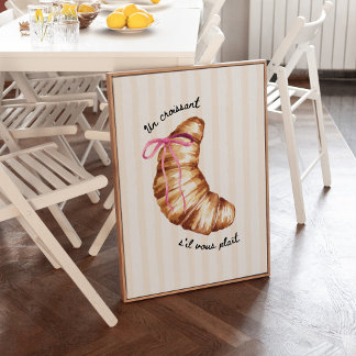 Pink Coquette Un Croissant S'il Vous Plaît Poster ポスター