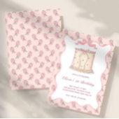 Pink Coquette Vintage Cake Bows Birthday 招待状