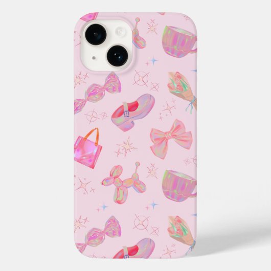 Pink Coquette Y2K Kitsch Ribbon Shoe Pattern Case-Mate iPhoneケース (裏面)