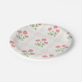Pink, Coral and Green Poppy Flowers ペーパープレート (アングル)