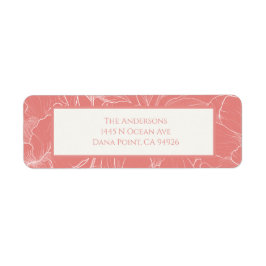 Pink Coral Botanical Minimalist Wedding  ラベル