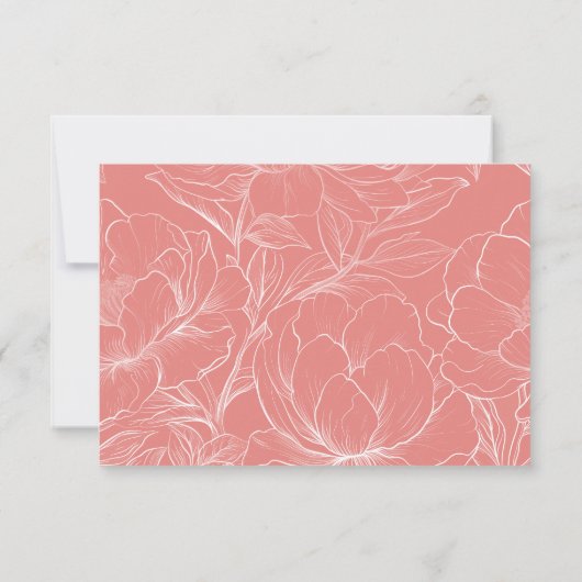 Pink Coral Botanical Minimalist Wedding RSVP (裏面)