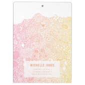 Pink Coral Elegant Artist Personalized Name クリップボード (裏面)