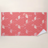 Pink Coral Red Flamingo Pattern Personalized ビーチタオル (正面)