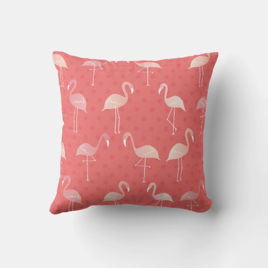 Pink Coral Red Flamingo Seamless Pattern クッション (裏面)