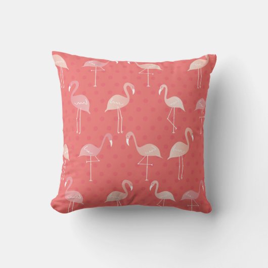 Pink Coral Red Flamingo Seamless Pattern クッション (正面)