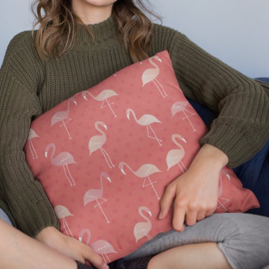 Pink Coral Red Flamingo Seamless Pattern クッション