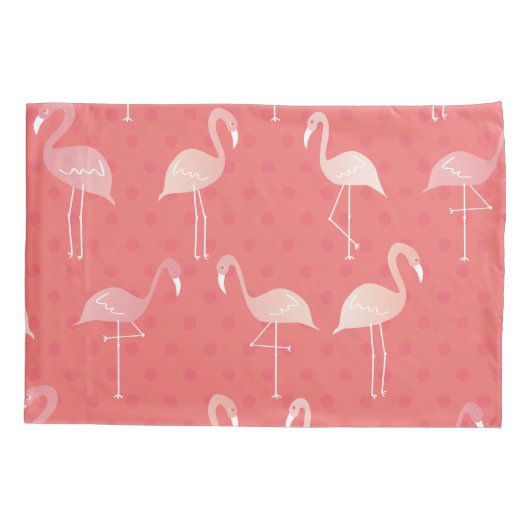Pink Coral Red Flamingo Seamless Pattern 枕カバー (裏面)