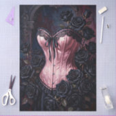 Pink Corset Black Roses Decoupage 薄葉紙 (クラフト)