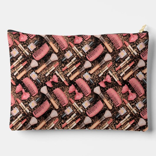 Pink Cosmetics Pattern Glitter  アクセサリーポーチ (裏面)