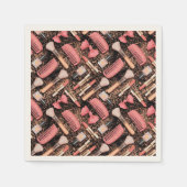 Pink Cosmetics Pattern Glitter  スタンダードカクテルナプキン (正面)