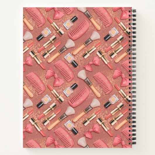 Pink Cosmetics Pattern Glitter  ノートブック (裏面)