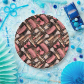 Pink Cosmetics Pattern Glitter ペーパープレート (パーティー)